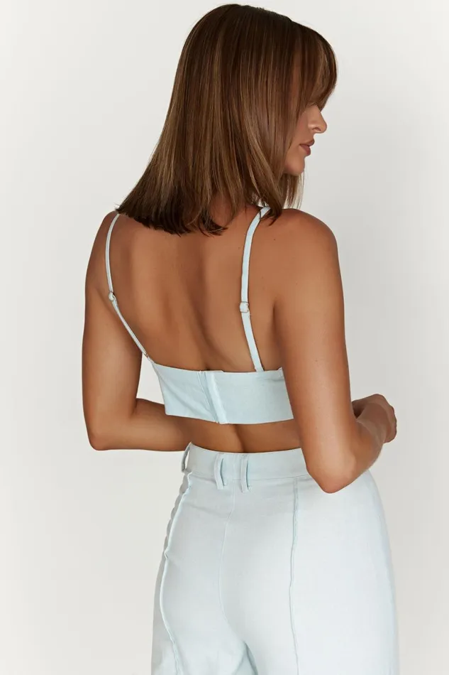 Meshki Crop Tops Kaesha Twist Linen Top 8211 Powder Blue Powderblue 8211 Women Meshki Crop Tops Kaesha Twist Linen Top 8211 Powder Blue Powderblue 8211 Women