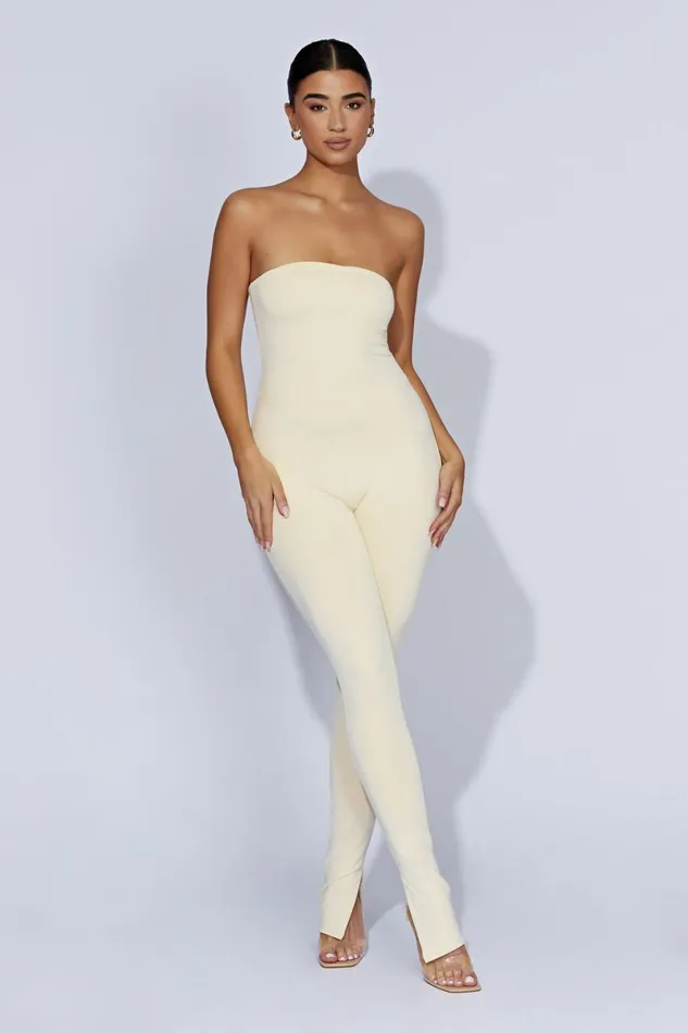 Meshki Jumpsuits and Rompers Peggy Strapless Jumpsuit 8211 Cream Cream 8211 Women