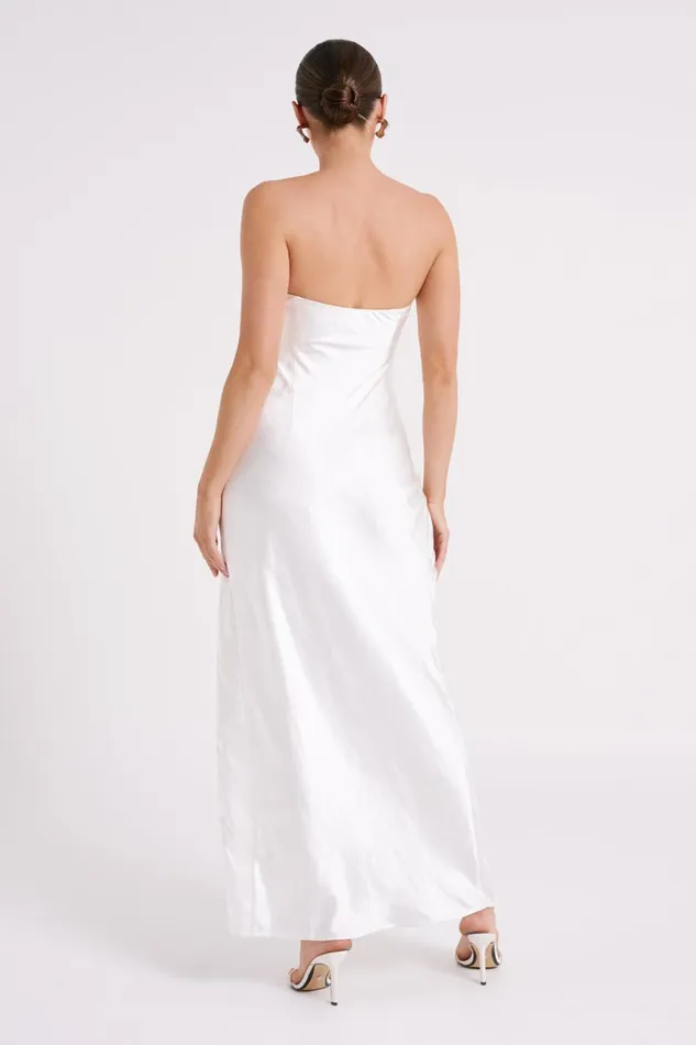Meshki Maxi Dresses Aminah Draped Strapless Maxi Dress 8211 Ivory Ivory 8211 Women
