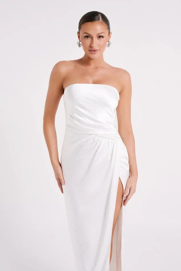 Meshki Maxi Dresses Aminah Draped Strapless Maxi Dress 8211 Ivory Ivory 8211 Women