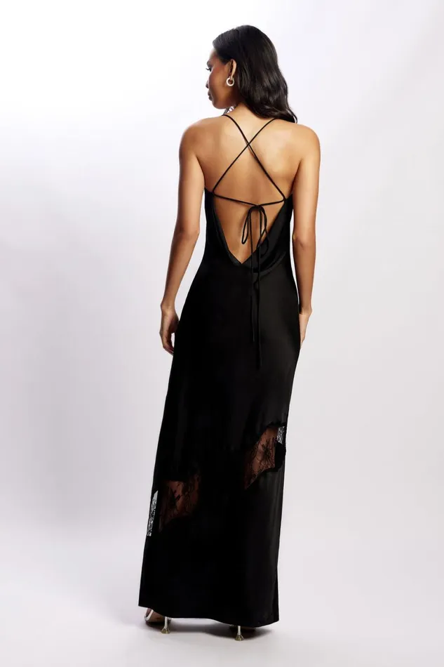 Meshki Maxi Dresses Chandra Lace Detail Satin Maxi Dress 8211 Black Black 8211 Women Meshki Maxi Dresses Chandra Lace Detail Satin Maxi Dress 8211 Black Black 8211 Women