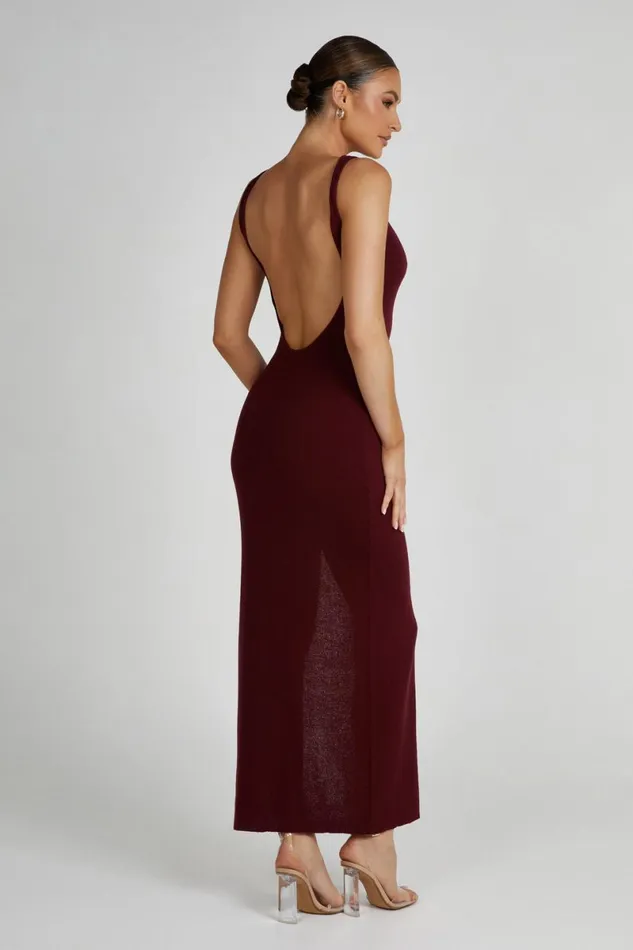 Meshki Maxi Dresses Maxine Sheer Knit Maxi Dress 8211 Berry Berry 8211 Women