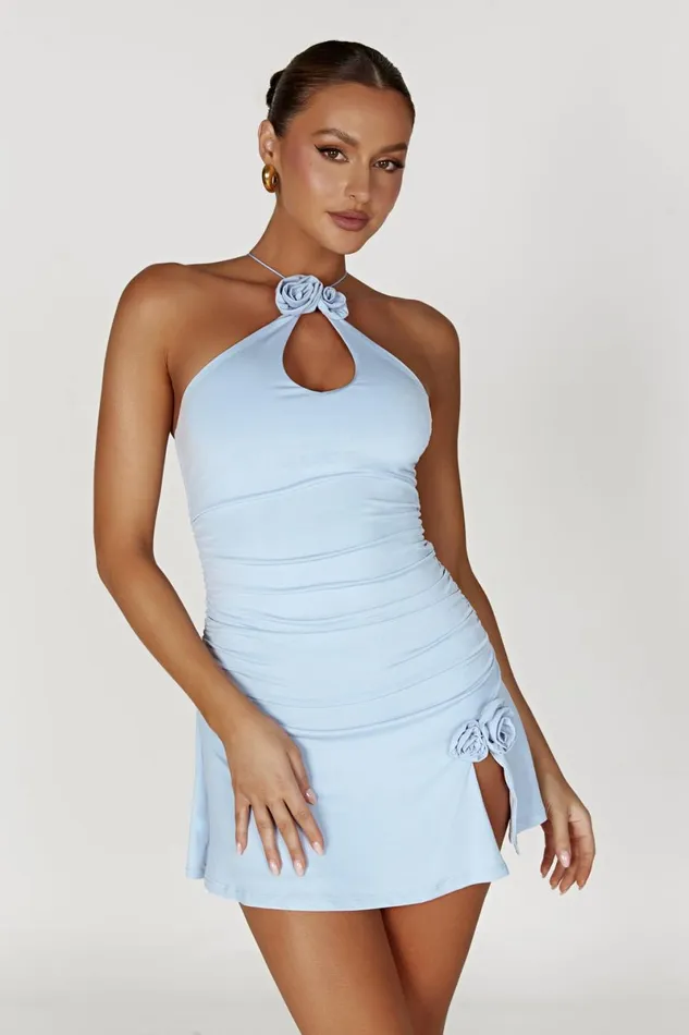 Meshki Mini Dresses Adeline Rose Halter Mini Dress 8211 Powder Blue Powderblue 8211 Women Meshki Mini Dresses Adeline Rose Halter Mini Dress 8211 Powder Blue Powderblue 8211 Women