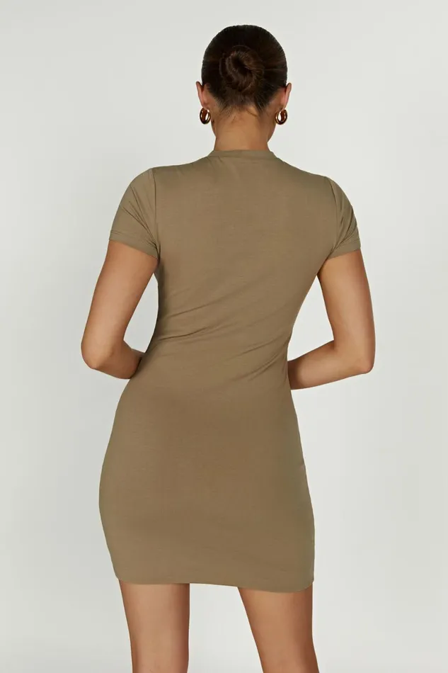 Meshki Mini Dresses Halston Short Sleeve Mini Dress 8211 Olive Olive 8211 Women