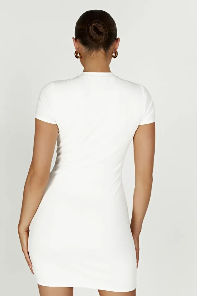 Meshki Mini Dresses Halston Short Sleeve Mini Dress 8211 White White 8211 Women