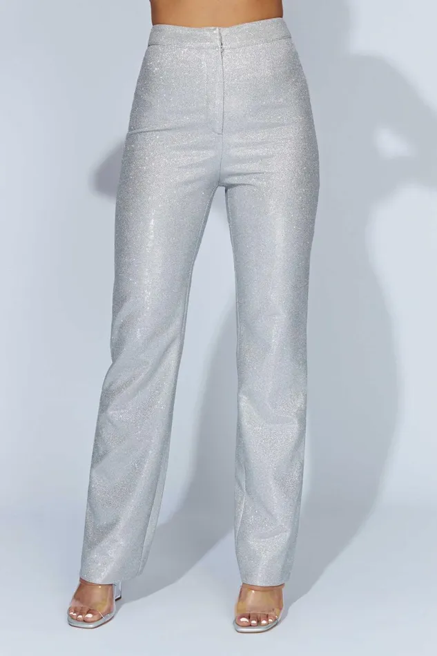Meshki Pants Lisette Straight Leg Shimmer Pants 8211 Silver Silver 8211 Women
