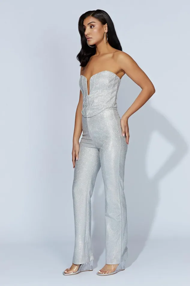 Meshki Pants Lisette Straight Leg Shimmer Pants 8211 Silver Silver 8211 Women