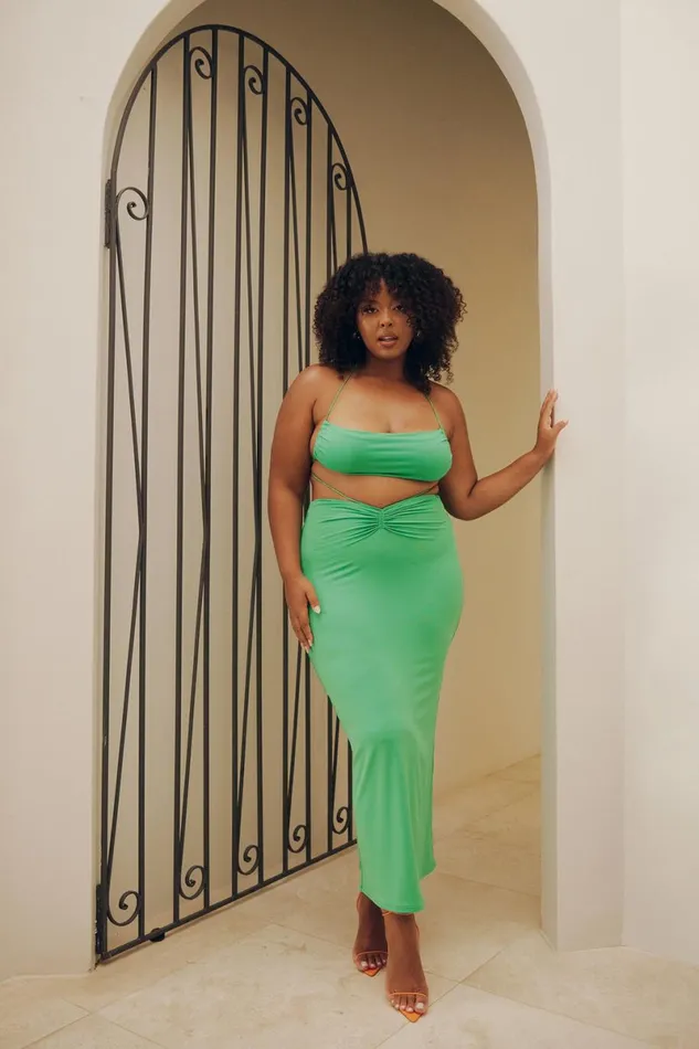 Meshki Skirts Amber Ruched Maxi Skirt 8211 Green Green 8211 Women