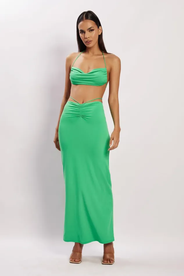 Meshki Skirts Amber Ruched Maxi Skirt 8211 Green Green 8211 Women Meshki Skirts Amber Ruched Maxi Skirt 8211 Green Green 8211 Women