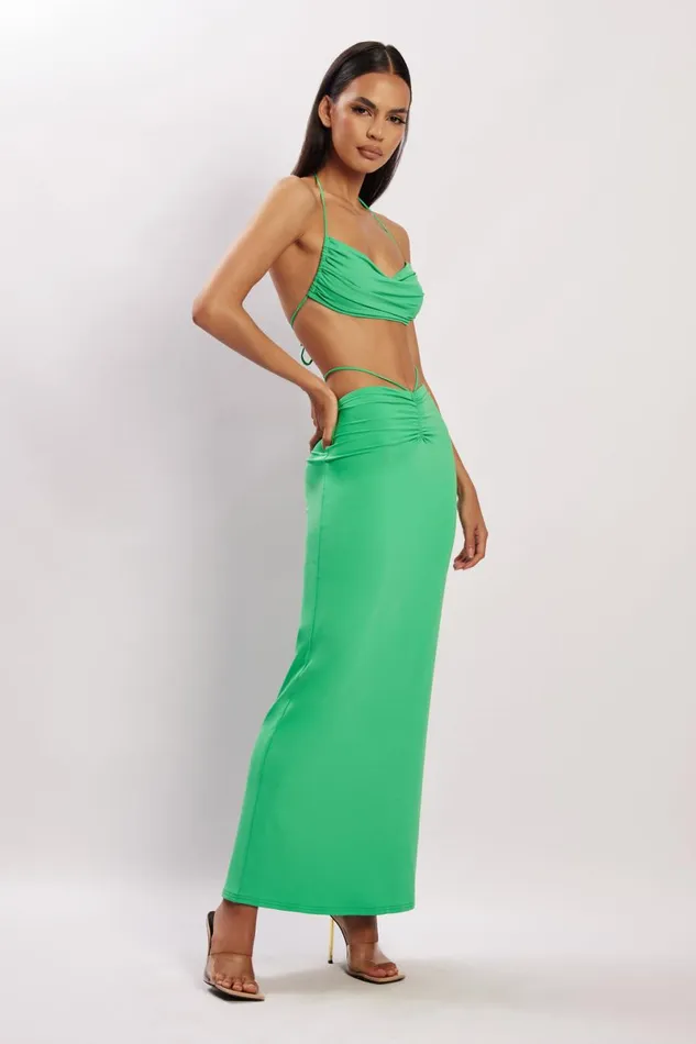 Meshki Skirts Amber Ruched Maxi Skirt 8211 Green Green 8211 Women Meshki Skirts Amber Ruched Maxi Skirt 8211 Green Green 8211 Women