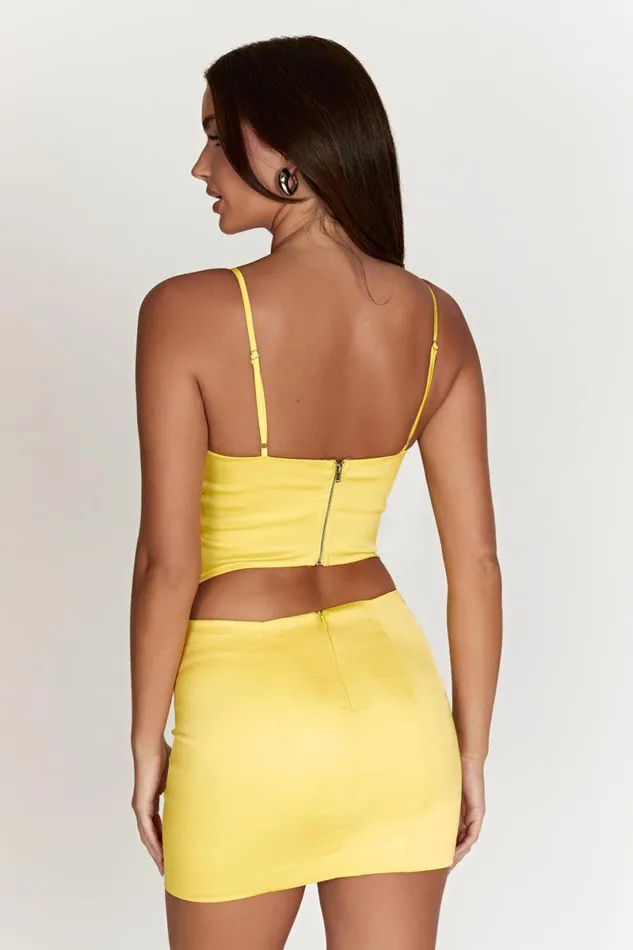 Meshki Skirts Briony Low Rise Mini Skirt 8211 Lemon Lemon 8211 Women Meshki Skirts Briony Low Rise Mini Skirt 8211 Lemon Lemon 8211 Women