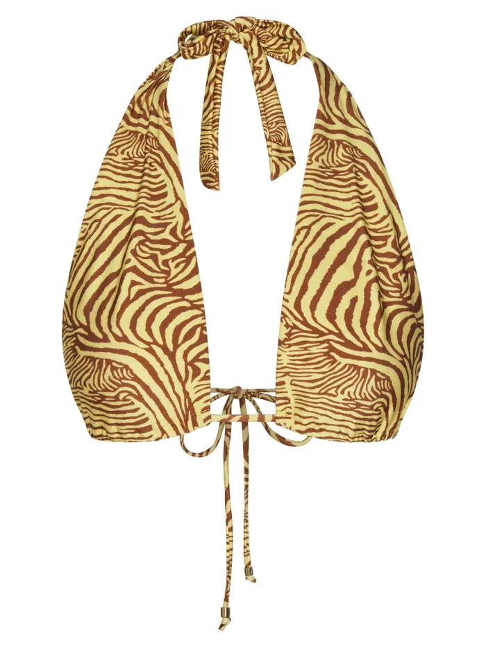 Meshki Swimwear Macy Halter Tie Bikini Top 8211 Yellow Zebra Yellowzebra 8211 Women Meshki Swimwear Macy Halter Tie Bikini Top 8211 Yellow Zebra Yellowzebra 8211 Women