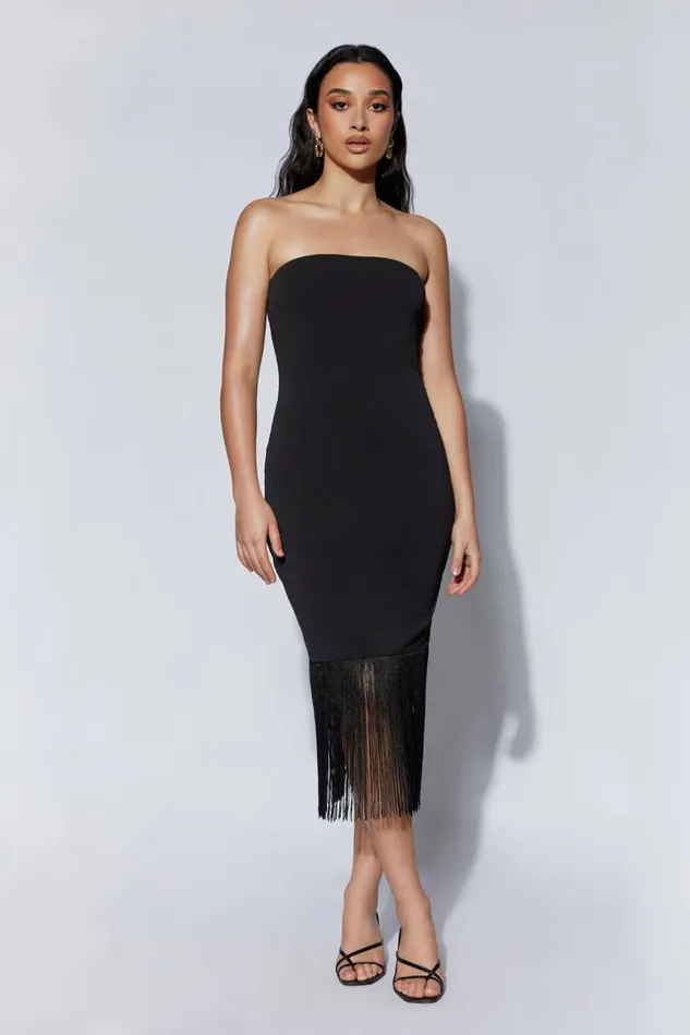 Meshki Wedding Guests Zarina Strapless Fringe Dress 8211 Black Black 8211 Women Meshki Wedding Guests Zarina Strapless Fringe Dress 8211 Black Black 8211 Women