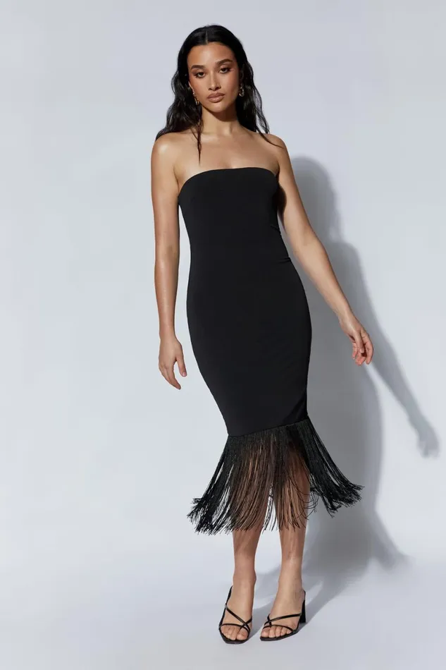 Meshki Wedding Guests Zarina Strapless Fringe Dress 8211 Black Black 8211 Women Meshki Wedding Guests Zarina Strapless Fringe Dress 8211 Black Black 8211 Women
