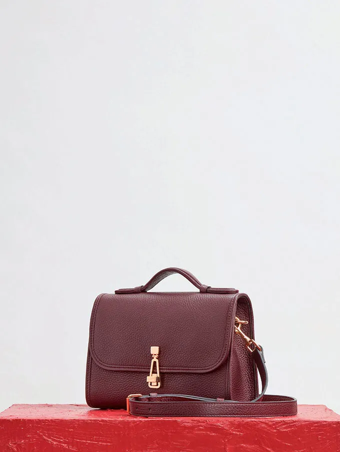 Mini Bags Women Gabriela Hearst Small Leonora Flap Bag In Bordeaux Textured Leather