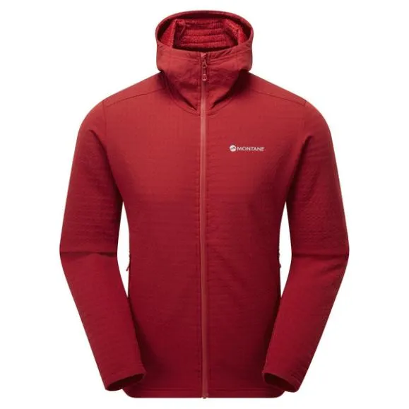 Montane Protium XT Hooded Fleece Jacket Acer Redblackcaperdark Garneteclipse Blue Mens Montane Fleece