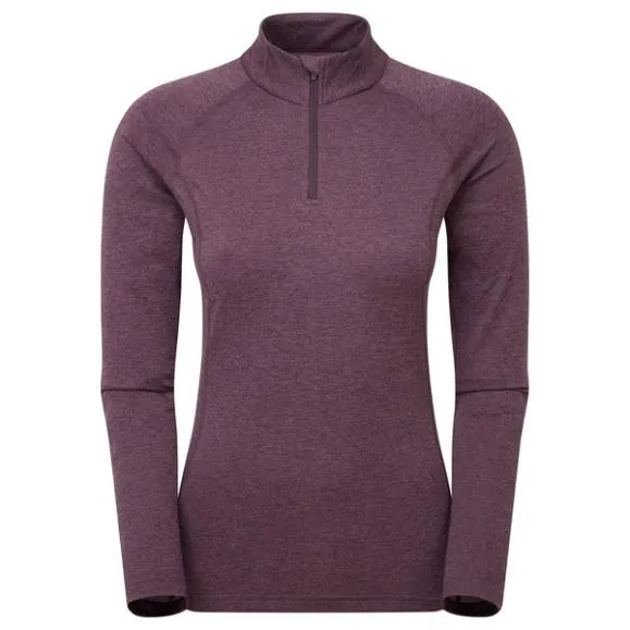 Montane WoDart Zip Neck TShirt Mulberrycornfloweralliumeclipse Bluetigerlilypale Sageblack Womens Montane Baselayers