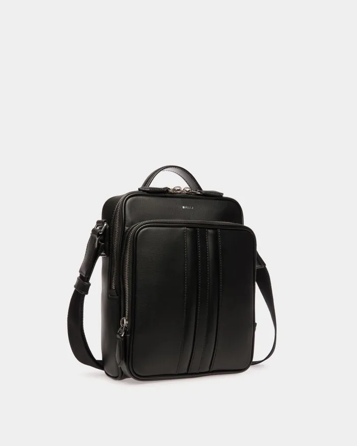Mythos Crossbody Bag In Black Recycled Leather Men Bally Messenger Bags