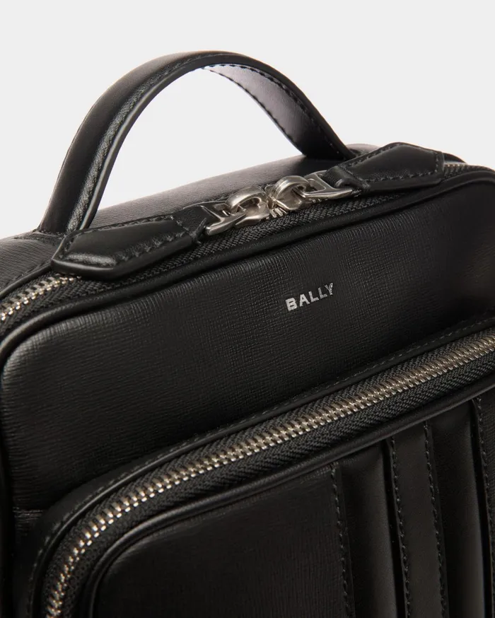 Mythos Crossbody Bag In Black Recycled Leather Men Bally Messenger Bags