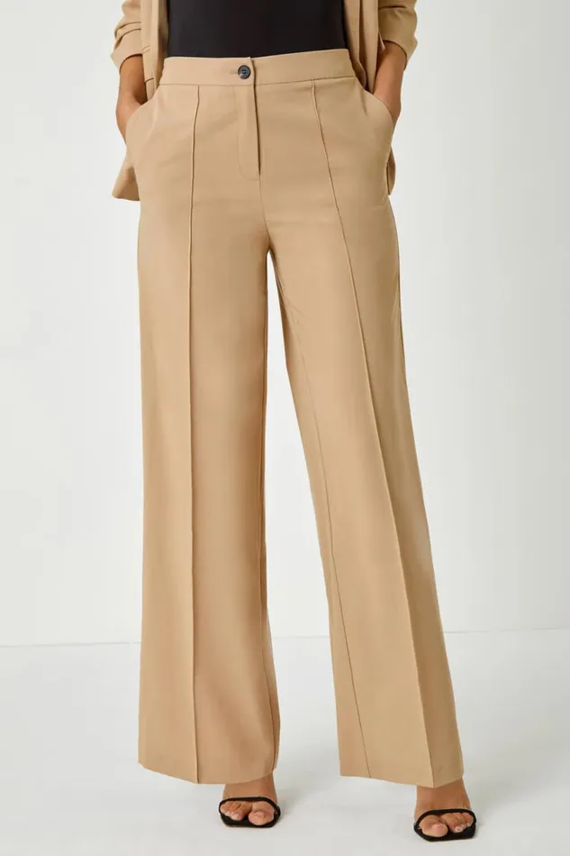 Natural Tailored Relaxed Stretch Trousers Women Roman Coords