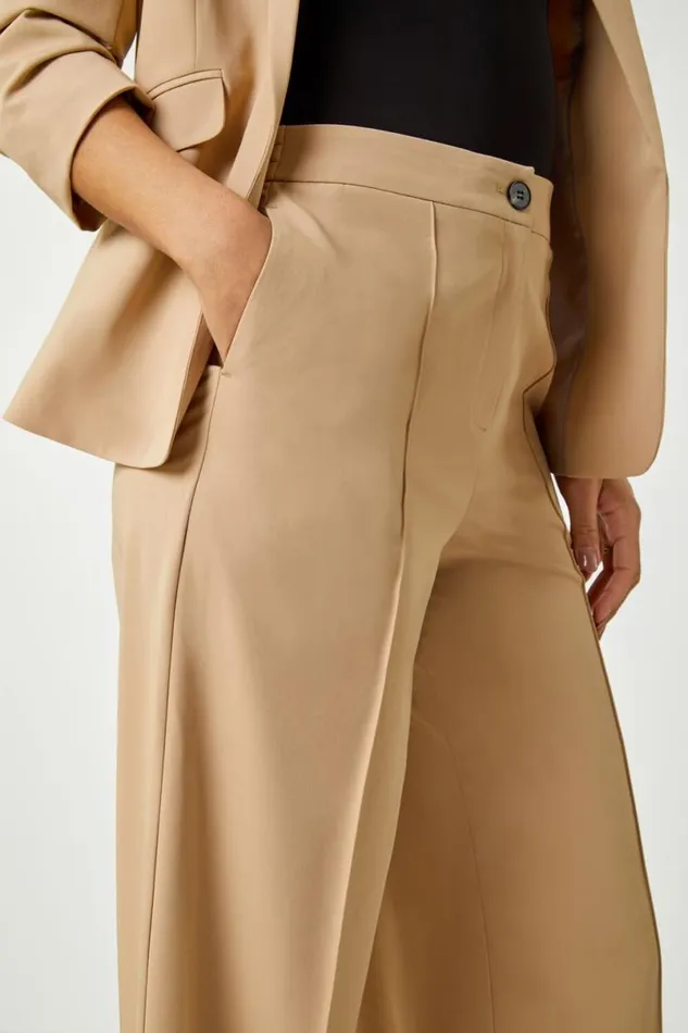 Natural Tailored Relaxed Stretch Trousers Women Roman Coords