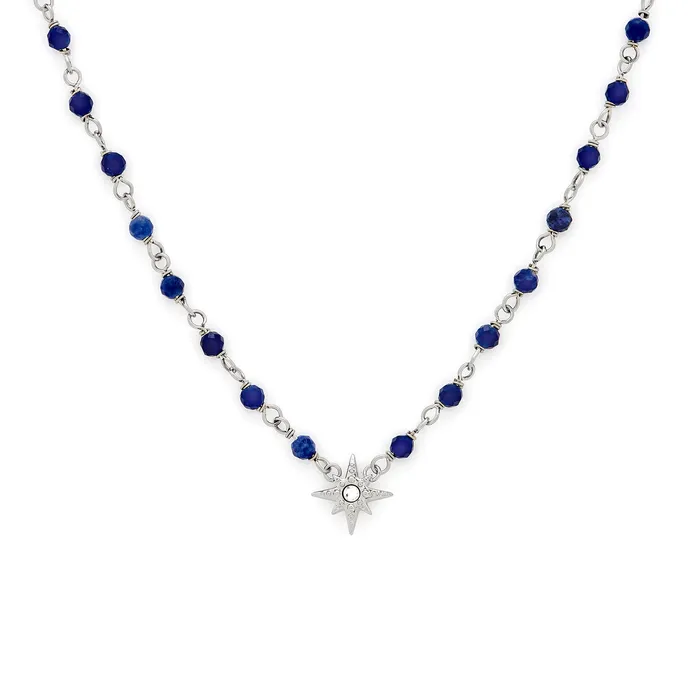 Necklaces North Star Blue and Silver Tone Beaded Charm Necklace 8211 Olivia Burton Women