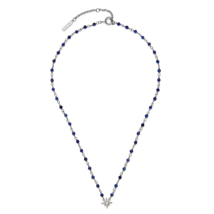 Necklaces North Star Blue and Silver Tone Beaded Charm Necklace 8211 Olivia Burton Women
