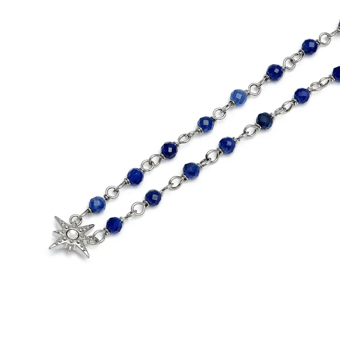 Necklaces North Star Blue and Silver Tone Beaded Charm Necklace 8211 Olivia Burton Women