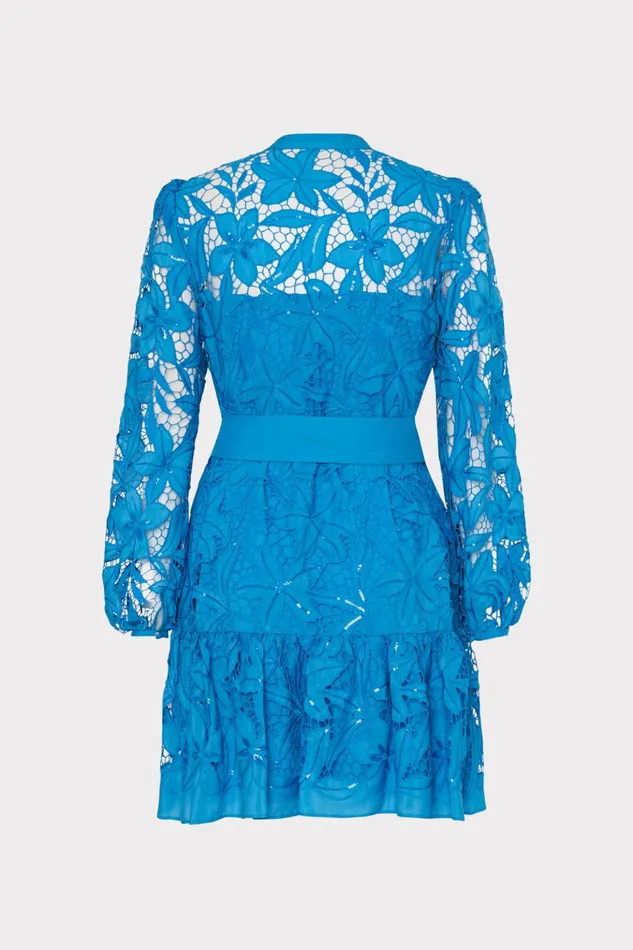 Nellie Sequin Embellished Eyelet Dress Blue Women Milly Dresses