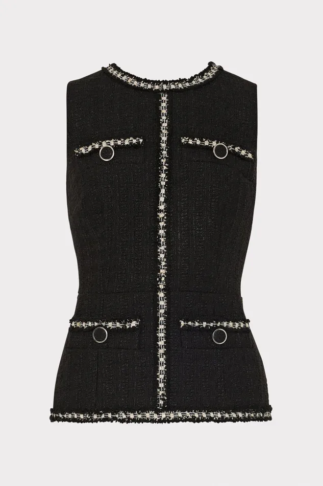 Nette Boucle Sleeveless Top Black Women Milly Matching Sets