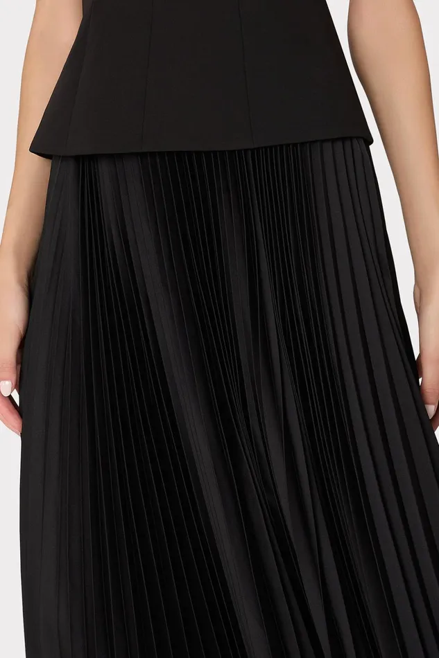 Novalee Strapless Pleated Maxi Dress Black Women Milly Dresses