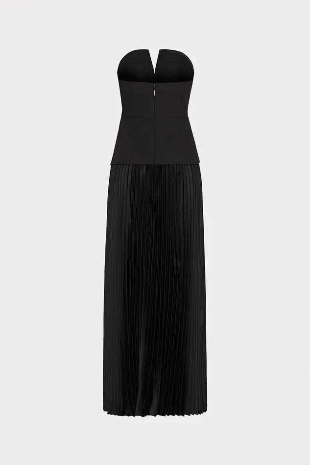 Novalee Strapless Pleated Maxi Dress Black Women Milly Dresses