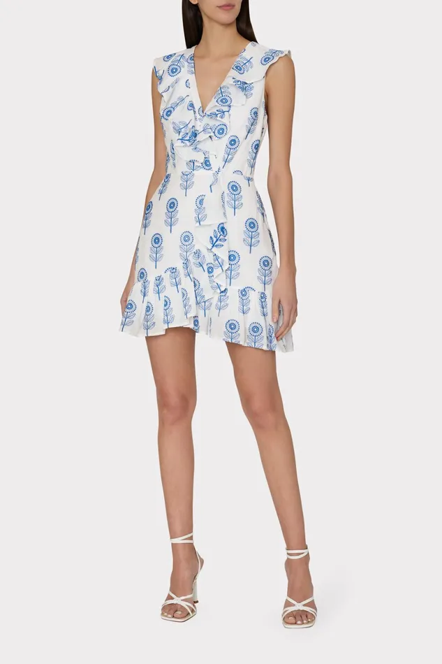 Novi Poppy Embroidery Wrap Dress Whiteblue Women Milly Dresses