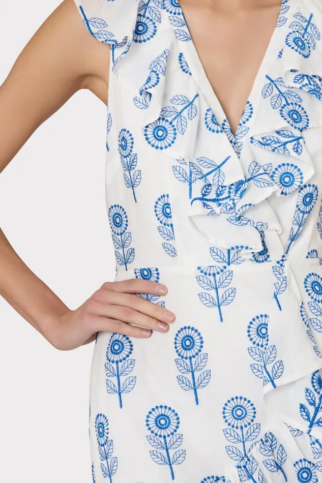 Novi Poppy Embroidery Wrap Dress Whiteblue Women Milly Dresses