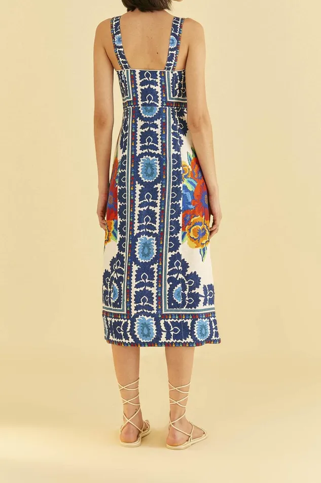 OffWhite Flower Tapestry Midi Dress Women FARM Rio Midi Dresses OffWhite Flower Tapestry Midi Dress Women FARM Rio Midi Dresses