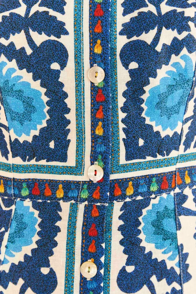 OffWhite Flower Tapestry Midi Dress Women FARM Rio Midi Dresses OffWhite Flower Tapestry Midi Dress Women FARM Rio Midi Dresses