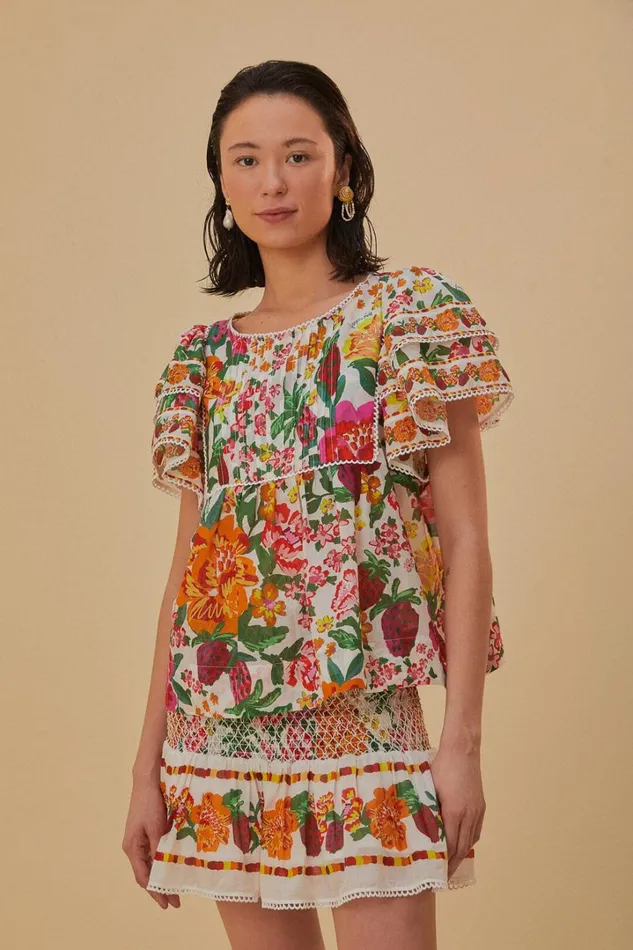 OffWhite Flowerful Sketch Mini Skirt Women FARM Rio Skirts