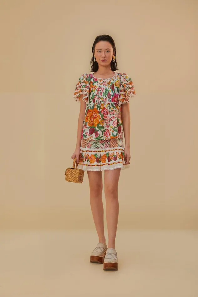 OffWhite Flowerful Sketch Mini Skirt Women FARM Rio Skirts