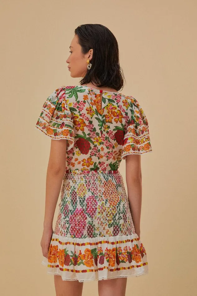 OffWhite Flowerful Sketch Mini Skirt Women FARM Rio Skirts