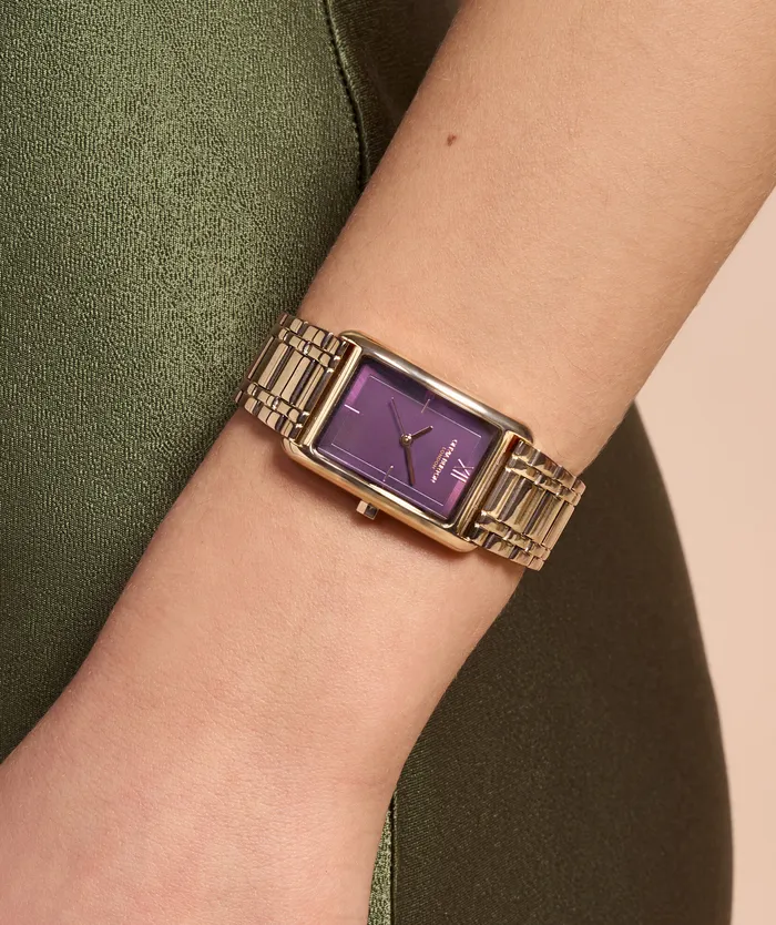 Olivia Burton 23mm Grove Midnight Plum and Rose Gold Bracelet Watch Women Color Dial Watches