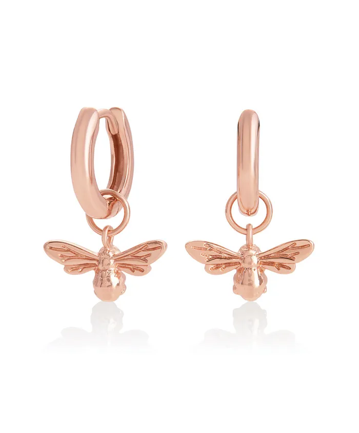 Olivia Burton Rose Gold Bee Huggie Hoops Women Earrings