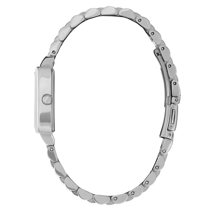 Olivia Burton White Dial Watches Women 21mm Rectangle White and Silver Bracelet Watch