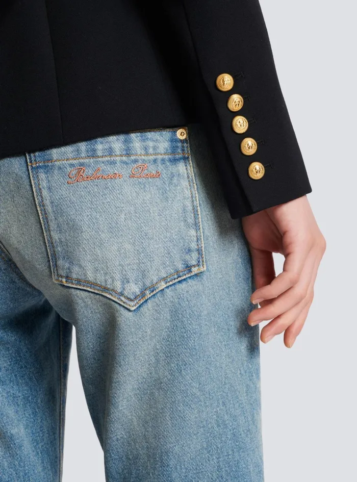 Onebutton Wool Blazer Black Women Balmain Jackets And Blazers