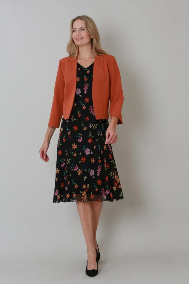 Orange Julianna Cropped Crepe Jacket Women Roman Jackets