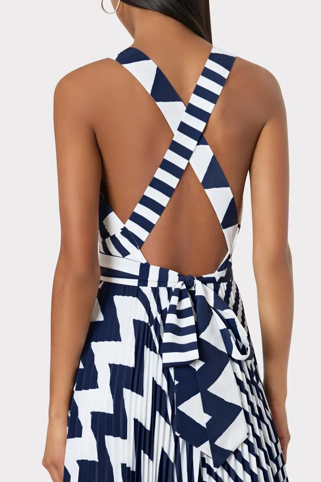 Oria Patchwork Chevron Dress Bluewhite Women Milly Dresses