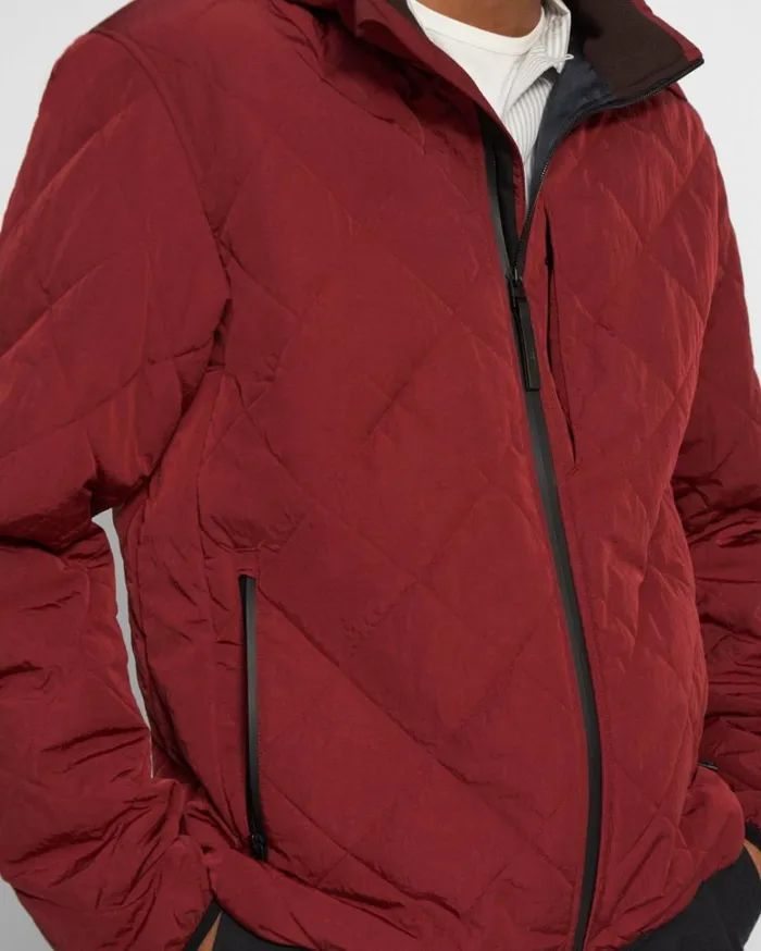 Outerwear Men Theory Hooded Recycled Tech Nylon Jacket Cranberry Outerwear Men Theory Hooded Recycled Tech Nylon Jacket Cranberry