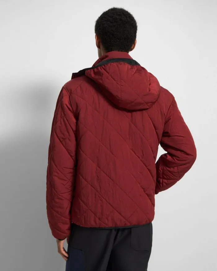 Outerwear Men Theory Hooded Recycled Tech Nylon Jacket Cranberry Outerwear Men Theory Hooded Recycled Tech Nylon Jacket Cranberry