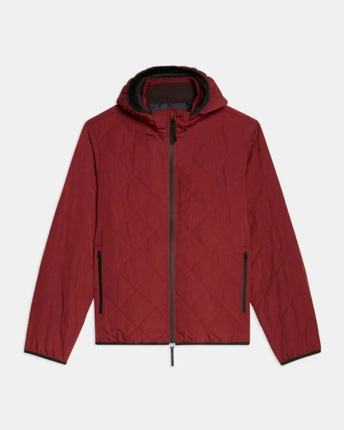 Outerwear Men Theory Hooded Recycled Tech Nylon Jacket Cranberry Outerwear Men Theory Hooded Recycled Tech Nylon Jacket Cranberry