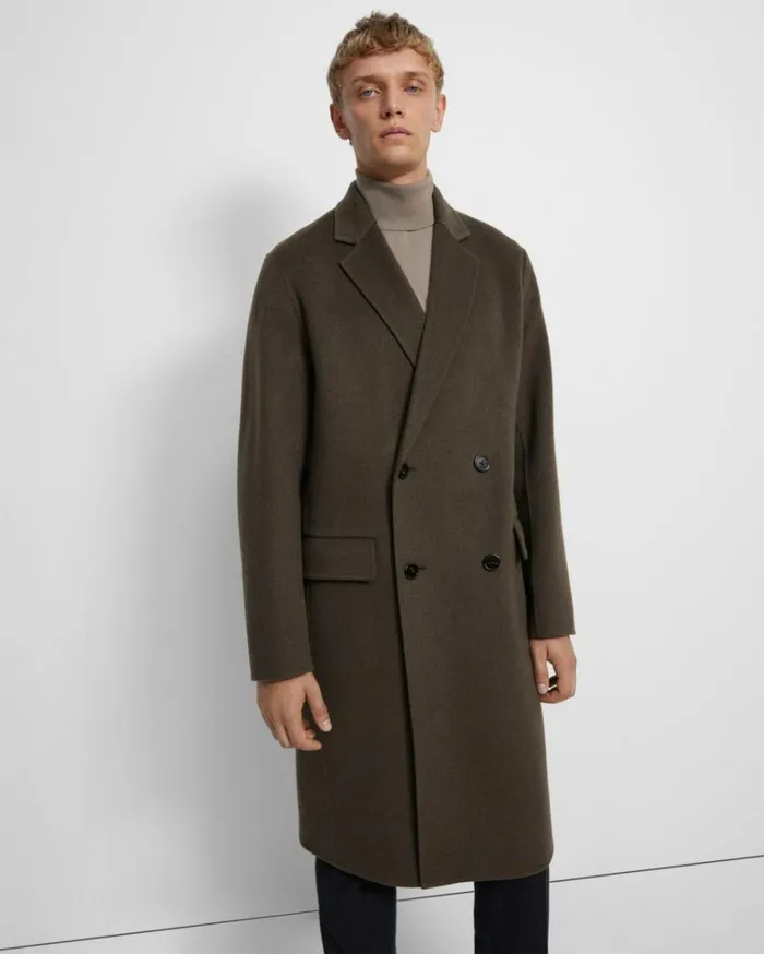 Outerwear Men Theory Suffolk Coat In DoubleFace WoolCashmere Olive Branch Mel