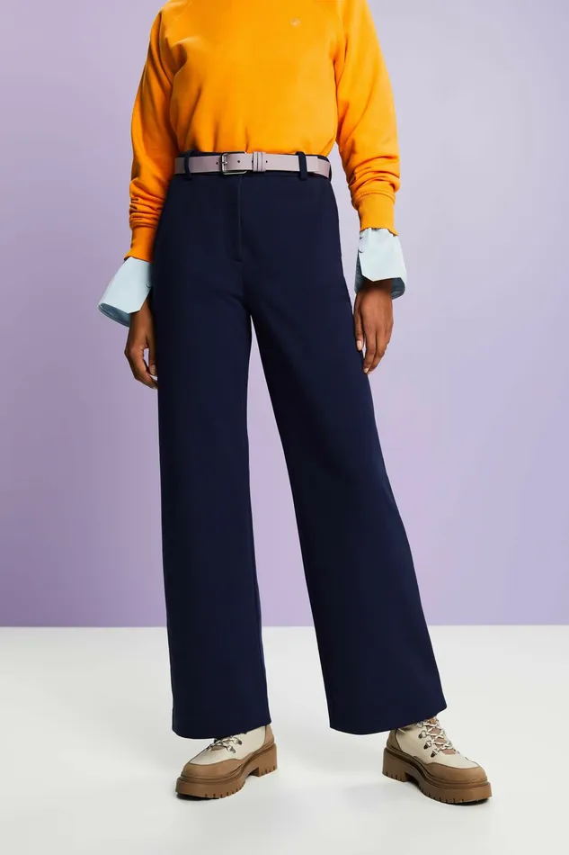 Pants Joggers Women Esprit Organic Cotton Knitted Pants Blue Rinse